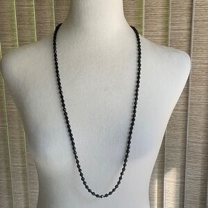 Vintage Black Faceted Bead Necklace 36”
